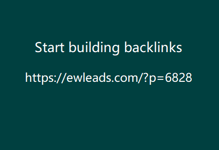 Start building backlinks